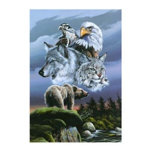 bear with eagle wolf and wildcat
