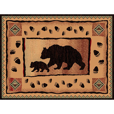 brown rug with big and small bear design