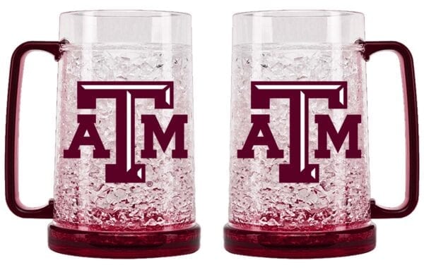Two large crystal Texas AM university cups