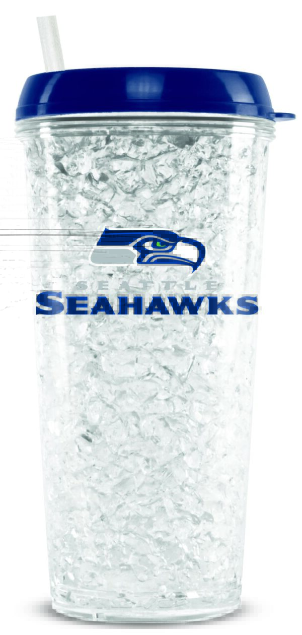 dark blue Seattle Seahawks cold cup with straw