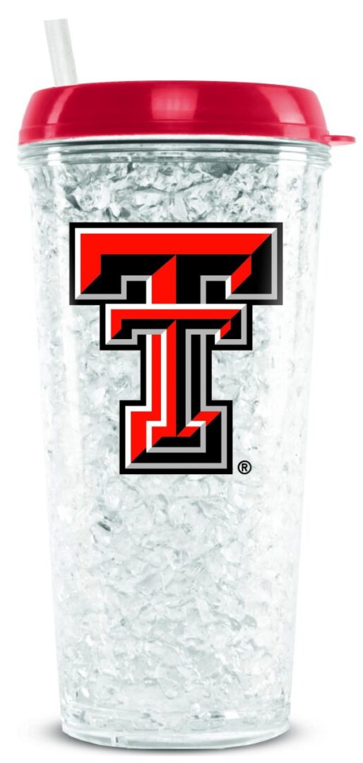 Red thermocup with red raiders logo
