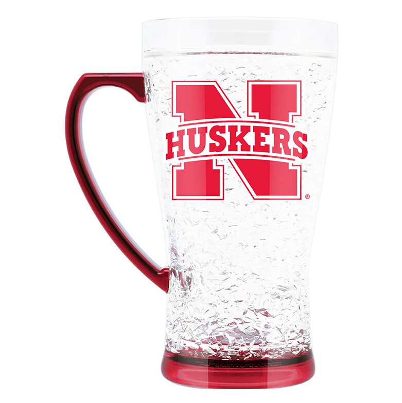 large crystal thermoflask with Nebraska huskers logo