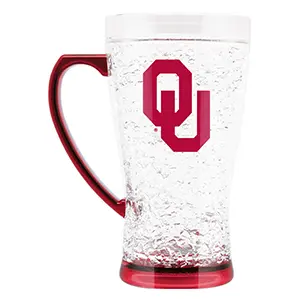 Pink crystal mug with the university of Oklahoma initials