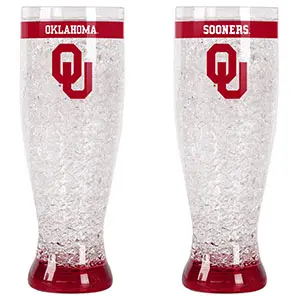 Set of two pink cups with Oklahoma and sooners on cups