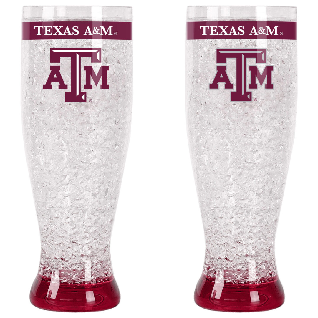 Two large Texas AM university aggies glasses