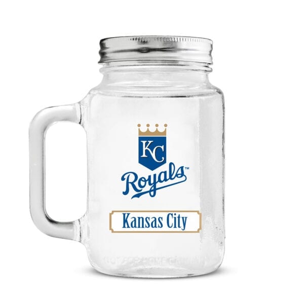 Kansas City Royals mason jar with silver screw on top 2