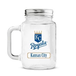Kansas City Royals mason jar with silver screw on top