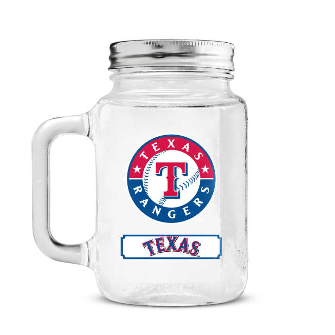 Texas Rangers Glass mason jar with lid
