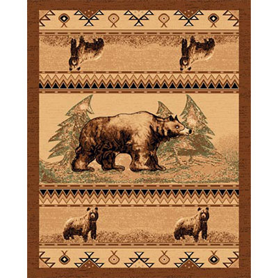 brown rug with bear design