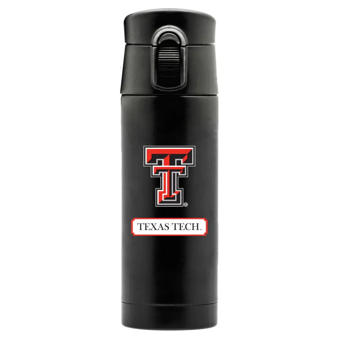 Texas university red raiders black thermos with logo