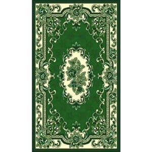 green rug with floral design