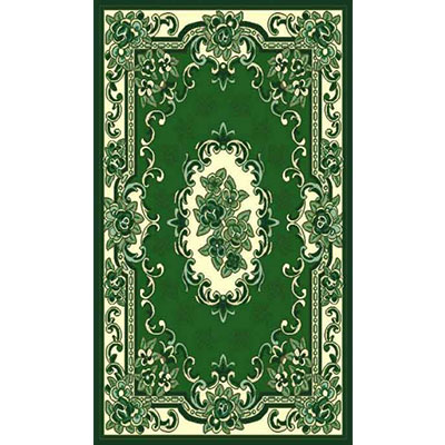 green rug with floral design