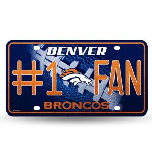 Denver Broncos #1 Fan Metal Tag with Glitter